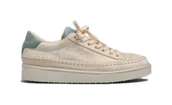 SCARPA ALLACCIATA P01 IN PELLE CRAQUELÉ CON LUREX E SUEDE IVORY-ICEBERG GREEN-PEARL BLUE